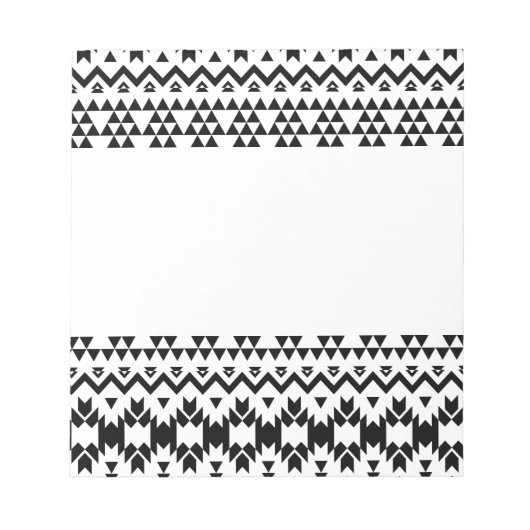 Geometrisch vectorpatroon zwart-wit Aztec Notitieblok (Voorkant)