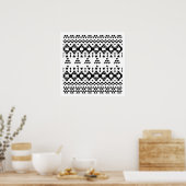 Geometrisch vectorpatroon zwart-wit Aztec Poster (Keuken)