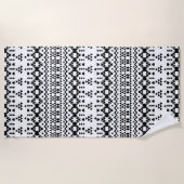 Geometrisch vectorpatroon zwart-wit Aztec Strandlaken (Voorkant)