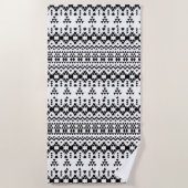 Geometrisch vectorpatroon zwart-wit Aztec Strandlaken (Voorkant)