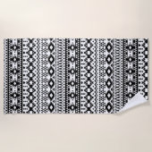 Geometrisch vectorpatroon zwart-wit Aztec Strandlaken (Voorkant)
