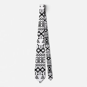 Geometrisch vectorpatroon zwart-wit Aztec Stropdas