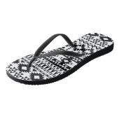 Geometrisch vectorpatroon zwart-wit Aztec Teenslippers (Schuin)