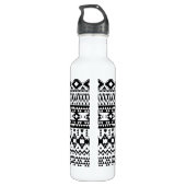 Geometrisch vectorpatroon zwart-wit Aztec Waterfles (Achterkant)