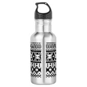Geometrisch vectorpatroon zwart-wit Aztec Waterfles (Achterkant)