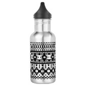 Geometrisch vectorpatroon zwart-wit Aztec Waterfles (Links)