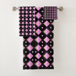 Geometrisch verloop roze diamantpatroon bad handdoek