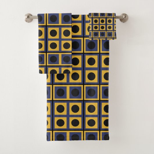 Geometrisch vierkant cirkelpatroon bad handdoek (Insitu)
