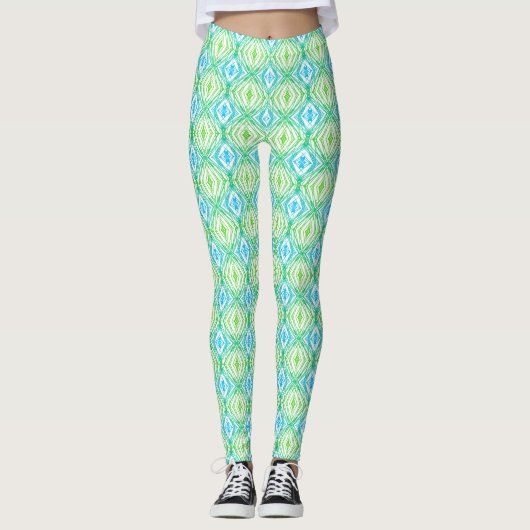 Geometrisch Vierkant & Diamant Leggings (Voorkant)