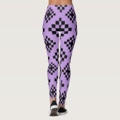 Geometrisch Vierkant Patroon Mozaïek Zwart en Geel Leggings (Achterkant)