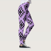 Geometrisch Vierkant Patroon Mozaïek Zwart en Geel Leggings (Rechts)