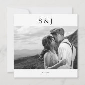 Geometrisch vierkant zwart-wit foto 2 bruiloft kaart (Voorkant)