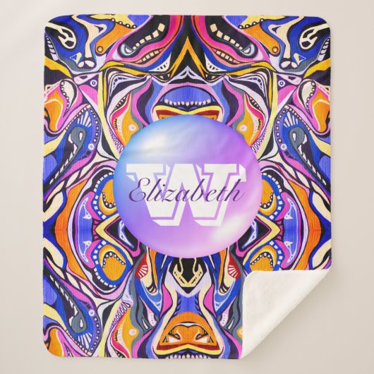 Geometrisch vivid patroon van Artdeco Sherpa Deken (Voorkant)