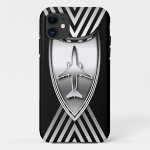 Geometrisch vliegtuig met zilver en zwarte straalv Case-Mate iPhone case