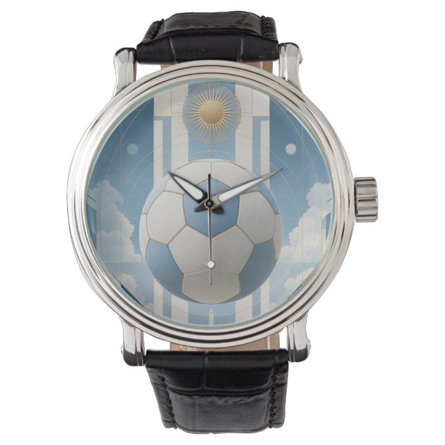 Geometrisch Voetbalstad Landschap-Argentinië Horloge (Voorkant)