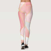 Geometrisch vormpatroon in roze wit en goud leggings (Achterkant)