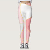 Geometrisch vormpatroon in roze wit en goud leggings (Voorkant)