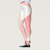 Geometrisch vormpatroon in roze wit en goud leggings (Links)