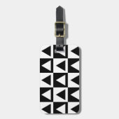 Geometrisch vormpatroon in zwarte en witte driehoe bagagelabel (Voorkant verticaal)
