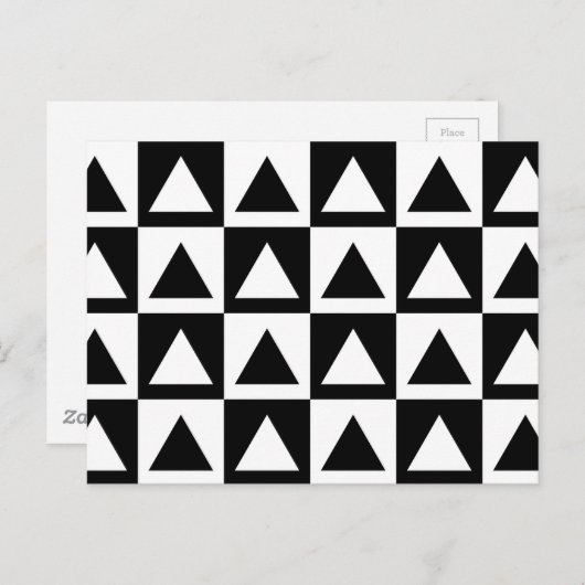 Geometrisch vormpatroon in zwarte en witte driehoe briefkaart (Voorkant / Achterkant)