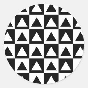 Geometrisch vormpatroon in zwarte en witte driehoe ronde sticker