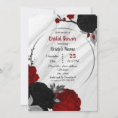 Geometrisch vrijgezellenfeest invitat zwart/rood kaart (Voorkant)