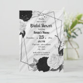 Geometrisch vrijgezellenfeest met zwart/wit floree kaart (Staand voorkant)