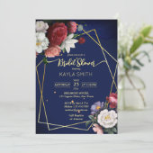 Geometrisch vrijgezellenfeest van marinesolonblauw kaart (Staand voorkant)