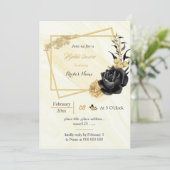 geometrisch vrijgezellenfeest voor goud - en zwart kaart (Staand voorkant)