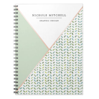 Geometrisch waterverf bladpatroon notitieboek