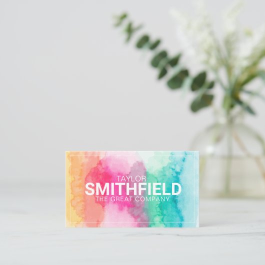 Geometrisch waterverf schilderplaatje visitekaartje (Staand voorkant)