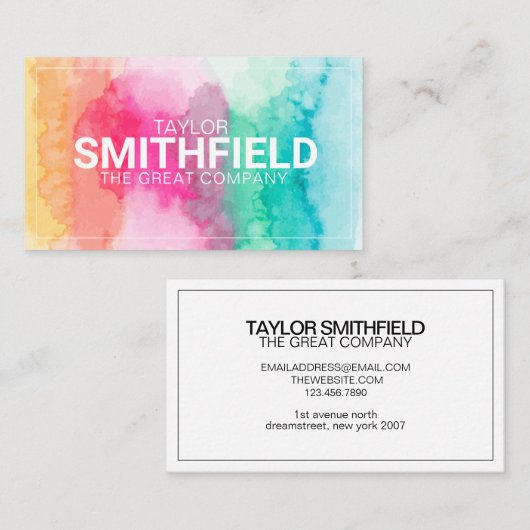 Geometrisch waterverf schilderplaatje visitekaartje (Voorkant / Achterkant)