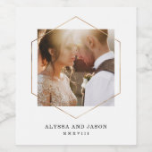 Geometrisch | Weddenfoto en Romeinse cijferdatum Wijn Etiket (Enkel label)