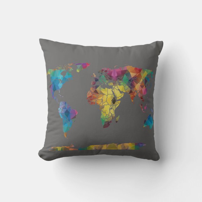 geometrisch Wereldkaart kussen (Voorkant)