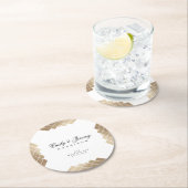 Geometrisch White Gold Gatsby Wedding Table Onderz Ronde Kartonnen Onderzetter (Insitu)