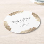 Geometrisch White Gold Gatsby Wedding Table Onderz Ronde Kartonnen Onderzetter (Gebogen)