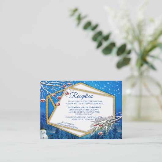 Geometrisch - Winter-Gold Fantasy Theme Informatiekaartje (Staand voorkant)