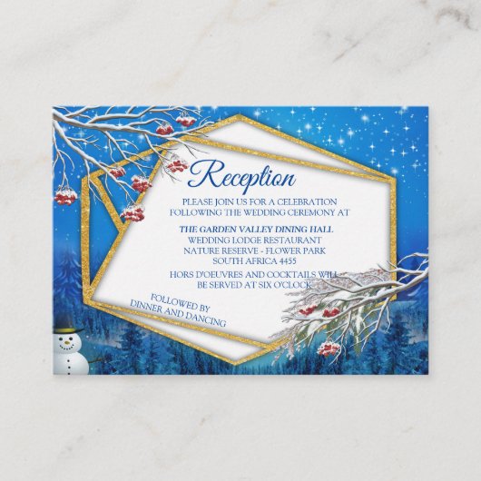 Geometrisch - Winter-Gold Fantasy Theme Informatiekaartje (Voorkant)