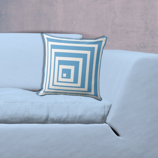 Geometrisch wit & Blauw Hoekpatroon Kussen (Geometric White & Blue Corner Pattern Throw Pillow)
