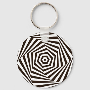 Geometrisch wit boven zwarte strepen sleutelhanger