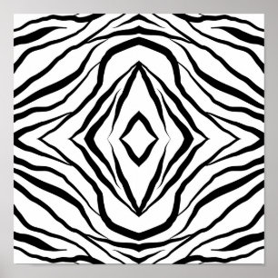 Geometrisch wit boven zwarte zebrastrepen poster