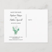 Geometrisch wit Calla Lily bruiloft Bewaar de datu Aankondigingskaart (Achterkant)