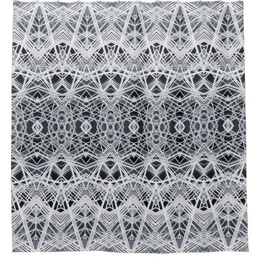 Geometrisch wit douchegordijn (Voorkant)