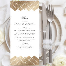 Geometrisch Wit Goud Gatsby Deco Bruiloft Menu