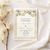 Geometrisch wit goud grijsachtig cyaan gebladerte  kaart