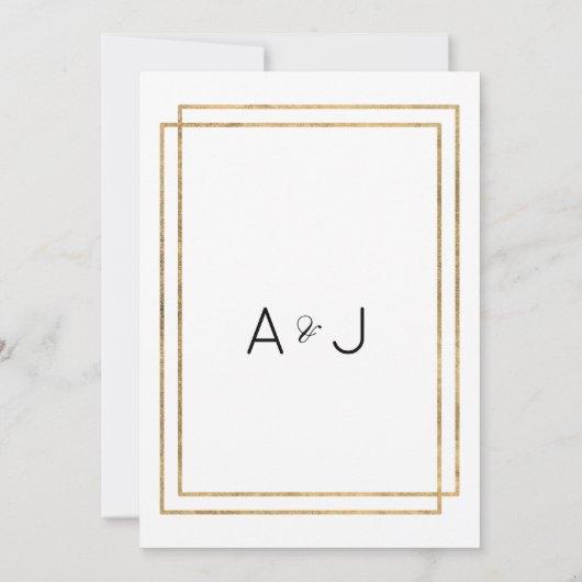 Geometrisch wit goud lavendel roze bloemen bruilof kaart (Achterkant)