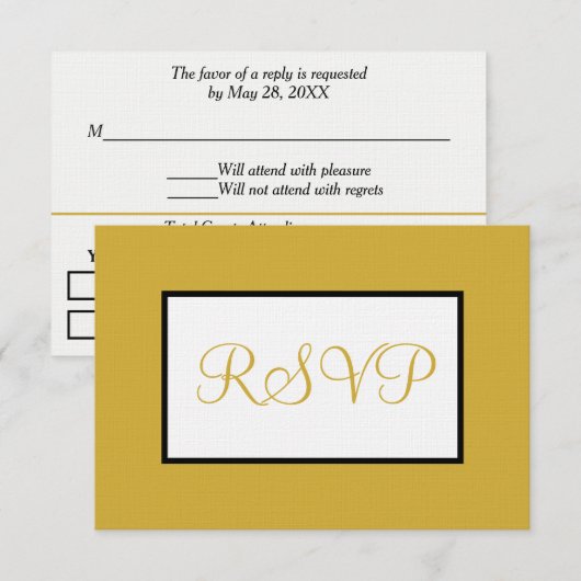 Geometrisch Wit Goud RSVP Kaartje (Voorkant / Achterkant)