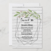 Geometrisch wit hout groen bloemenzoet 16 kaart (Voorkant)
