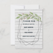 Geometrisch wit hout groen bloemig bedankkaart (Voorkant)