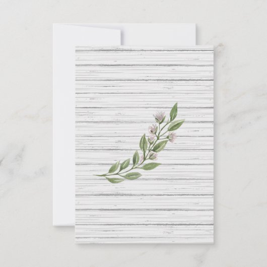 Geometrisch wit hout groen bloemig bedankkaart (Achterkant)